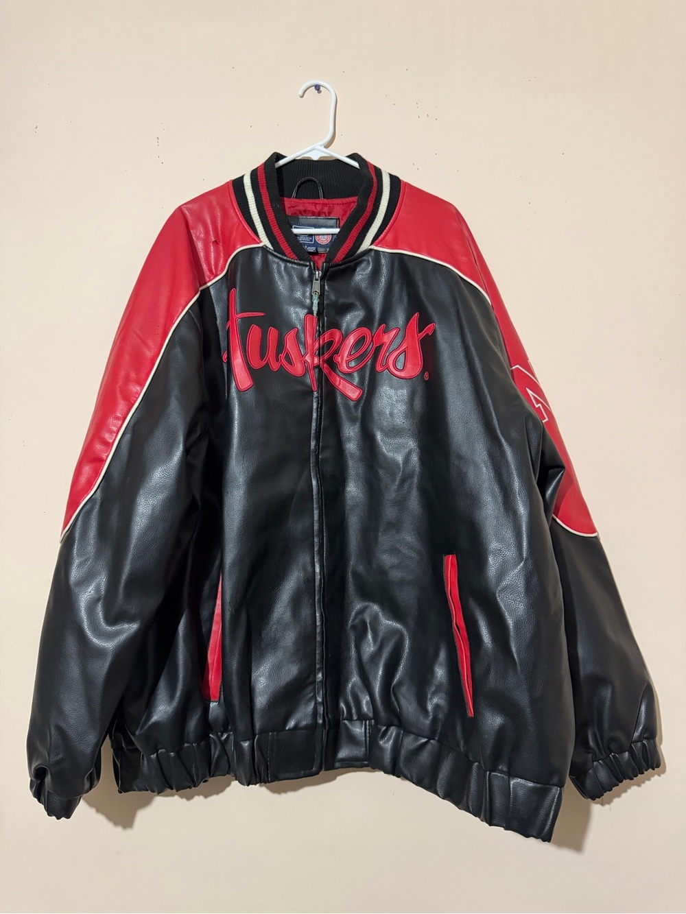 Nebraska Huskers Black & Red Varsity leather Jacket